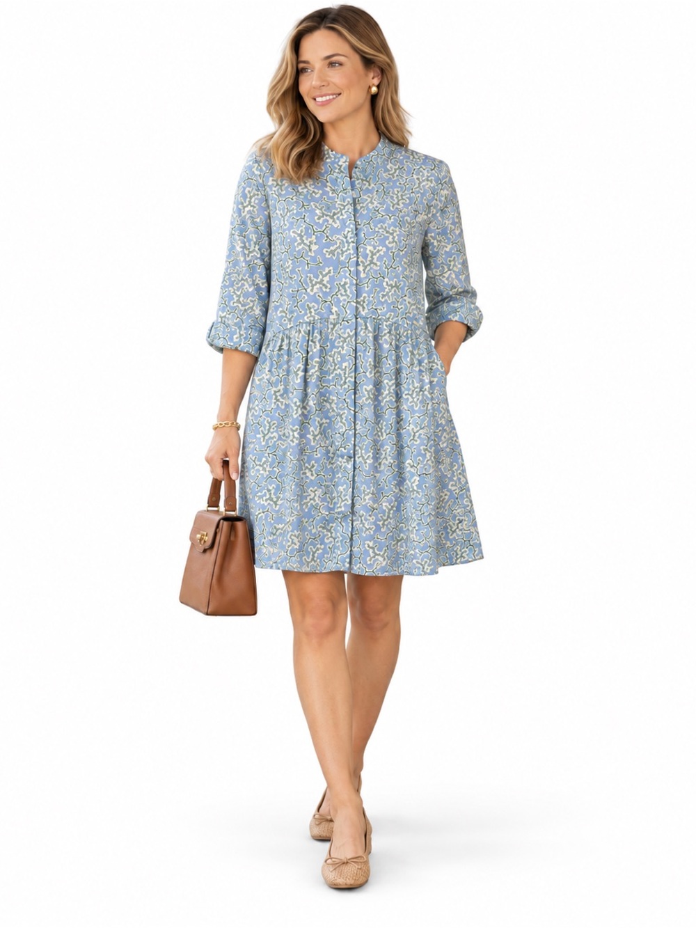 Tuckernuck blue Royal shirt dress size medium button from long sleeve